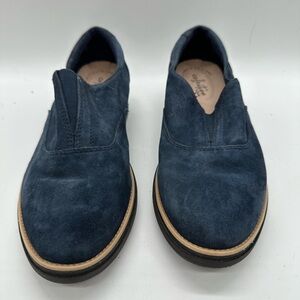 Clarks Deep Blue Suede Slip-On Loafers 8